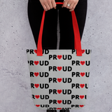 Allover Proud w/ Stem in Hearts Tote Bags-Grey