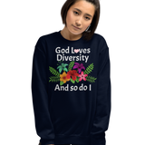 God Loves Diversity w/ Pink Heart Sweatshirts - Dark