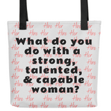 Strong Woman & Allover Hire Her Tote Bags-Lt. Grey