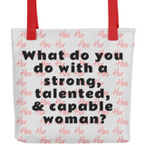 Strong Woman & Allover Hire Her Tote Bags-Lt. Grey