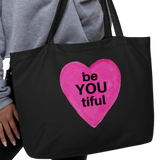 BeYOUtiful In Pink Heart X-Large Tote/ Shopping Bags