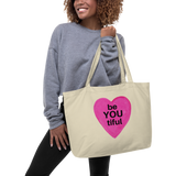 BeYOUtiful In Pink Heart X-Large Tote/ Shopping Bags