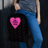 Allover Open Hearts w/ beYOUtiful in Pink Heart Backpack-Black