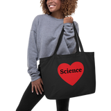 Science in Heart X-Large Tote/Shopping Bags-Black & Oyster