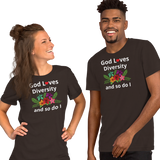 God Loves Diversity w/ Red Heart T-Shirts - Dark