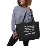 Strong Woman Marry X-Large Tote/Shopping Bag-Black