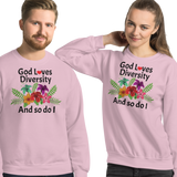 God Loves Diversity w/ Red Heart Sweatshirts - Light