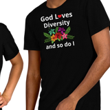 God Loves Diversity w/ Red Heart T-Shirts - Dark