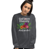 God Loves Diversity w/ Pink Heart Sweatshirts - Dark