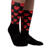 Allover Math in Hearts Socks-Black