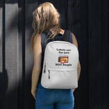 Labels w/ Pink Heart Backpack - Lt. Grey