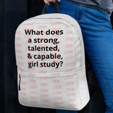 Allover STEM & Strong Girl Study Backpack-Lt. Grey