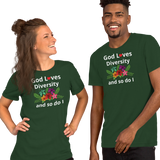 God Loves Diversity w/ Red Heart T-Shirts - Dark