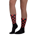 Allover Math in Hearts Socks-Black