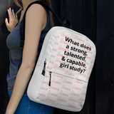 Allover Science & Strong Girl Study Backpack-Lt. Grey