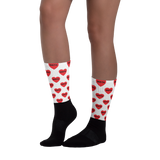 Allover Math in Hearts Socks-White