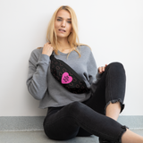 Allover Open Hearts w/ beYOUtiful in Pink Heart Fanny Pack-Black
