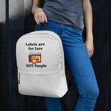 Labels w/ Pink Heart Backpack - Lt. Grey