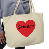Science in Heart X-Large Tote/Shopping Bags-Black & Oyster