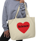 Science in Heart X-Large Tote/Shopping Bags-Black & Oyster