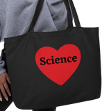 Science in Heart X-Large Tote/Shopping Bags-Black & Oyster