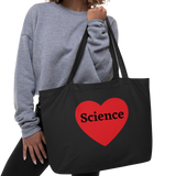 Science in Heart X-Large Tote/Shopping Bags-Black & Oyster