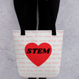 Allover STEM w/ STEM in Heart Tote Bag-Lt. Grey
