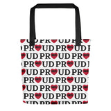 Allover Proud w/ Math in Hearts Tote Bag-White