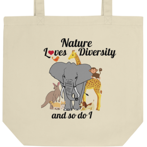 Nature Loves Diversity Large Tote/Shopping Bag - Oyster