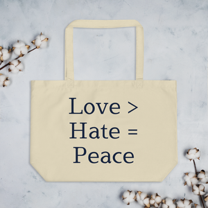 Love Greater Than X-Large Tote/Shopping Bag-Oyster