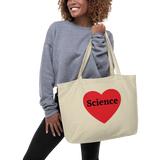 Science in Heart X-Large Tote/Shopping Bags-Black & Oyster