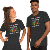 God Loves Diversity w/ Red Heart T-Shirts - Dark