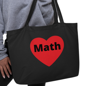 Math in Heart X-Large Tote/ Shopping Bags - Oyster & Black