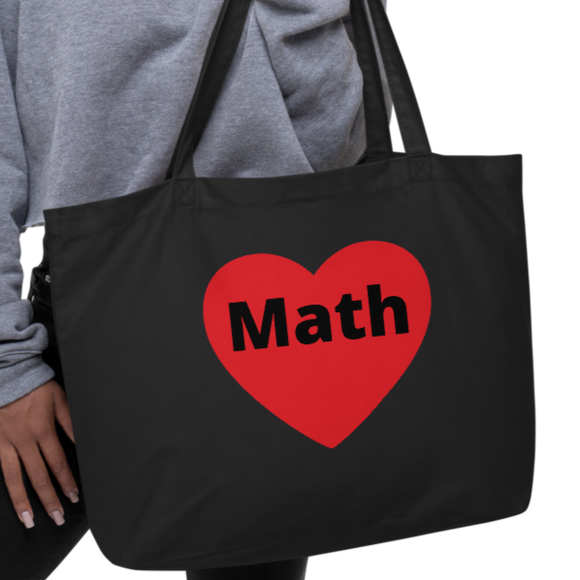 Math in Heart X-Large Tote/ Shopping Bags - Oyster & Black