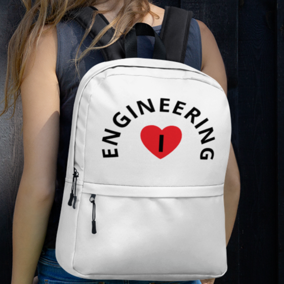 I in Heart Curved Engineering Backpack - White