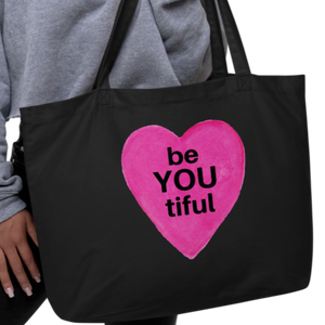 BeYOUtiful In Pink Heart X-Large Tote/ Shopping Bags