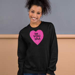 BeYOUtiful in Pink Heart Sweatshirts - Dark