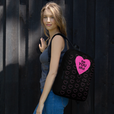 Allover Open Hearts w/ beYOUtiful in Pink Heart Backpack-Black