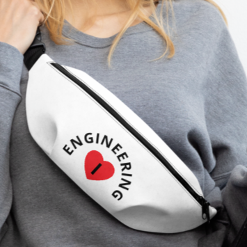I in Heart Curved Engineering Fanny Pack - White