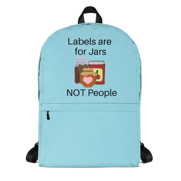 Labels w/ Pink Heart Backpack - Blue