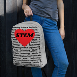 STEM in Heart w/ Printed Background Backpack-Grey