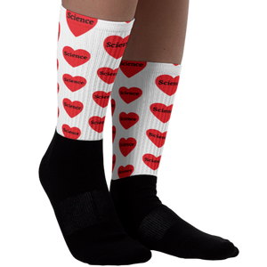 Allover Science in Hearts Socks-White