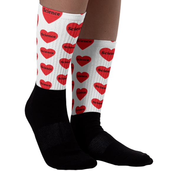 Allover Science in Hearts Socks-White