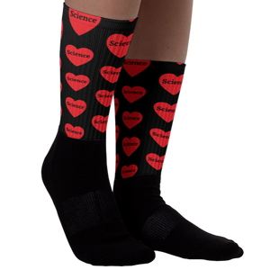Allover Science in Hearts Socks-Black