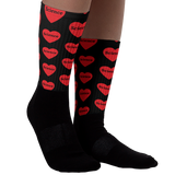 Allover Science in Hearts Socks-Black