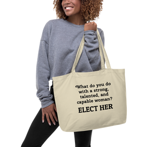 Strong Woman Elect X-Large Tote/Shopping Bag-Oyster
