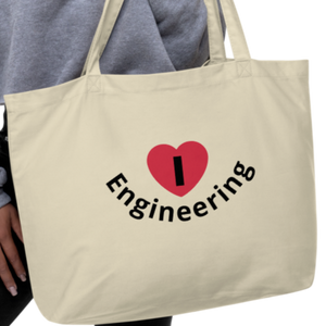I in Heart Curved Engineering X-Large Tote/Shopping Bag - Oyster