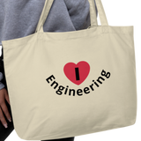 I in Heart Curved Engineering X-Large Tote/Shopping Bag - Oyster