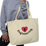 I in Heart Curved Engineering X-Large Tote/Shopping Bag - Oyster