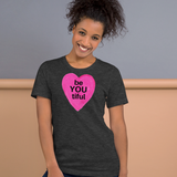 BeYOUtiful in Pink Heart T-Shirts - Dark